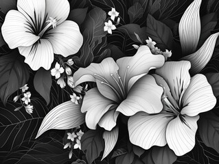 Poster - Elegant Monochrome Floral Line Art with Nature Inspired Botanical Elements   Minimalist Modern and Digital or Background