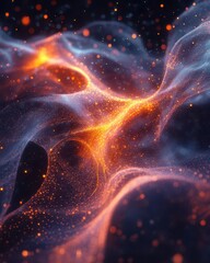 Poster - Swirling particles in a mesmerizing abstract pattern on a dark background