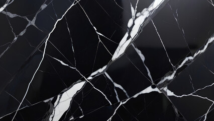 Wall Mural - Elegant black marble background with intricate white veining ideal for luxurious interior decor