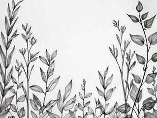 Poster - Elegant and Minimalist Line Art Sketches of Botanical Garden Foliage and Leaves in a Stylish Monochrome Design  This Organic and Natural Features a Clean