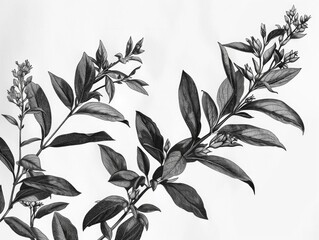 Sticker - Elegant Botanical Line Art Prints in Soothing Monochrome Tones Depicting Detailed Leaf and Foliage Patterns  Minimalist Organic and Environmentally Friendly Aesthetic