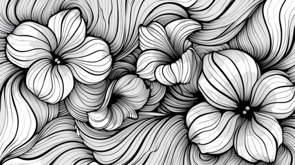 Poster - Elegant floral line art pattern with ethereal organic motifs featuring a seamless minimalist design in soft soothing tones  This abstract contemporary showcases a captivating flow of curves lines