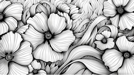 Poster - Elegant and minimalistic abstract background with organic line patterns and floral motifs in a monochrome gradient  Stylized botanical with clean contemporary design