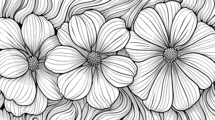 Poster - Elegant and Minimalist Abstract Floral Geometry Line Art with Harmonious and Flowing Patterns for Digital Graphic Textile and Packaging Design Elements