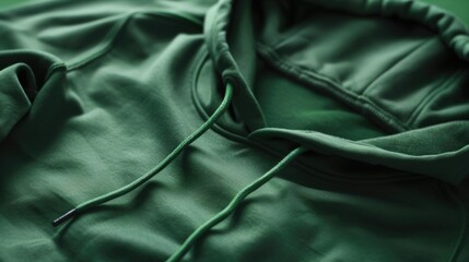Aufkleber - A close-up shot of a green hoodie lying on a bed, great for travel or adventure-themed projects