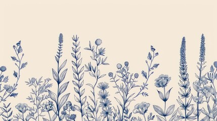 Poster - Botanical Outline Line Art Wall Decor with Minimalist Nature Themes  Elegant and peaceful floral featuring hand drawn silhouettes of plants leaves and flowers in a clean contemporary design