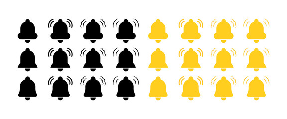 Poster - Bell collection icons. Silhouette and flat style. Vector icons.