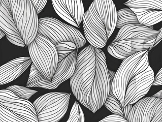 Poster - Elegant and Minimalist Abstract Leaf Line Art Patterns with Modern Botanical Designs in Monochrome Tones  Intricate and Stylized Floral Showcasing Harmony Balance and Rhythm in a Simple Clean