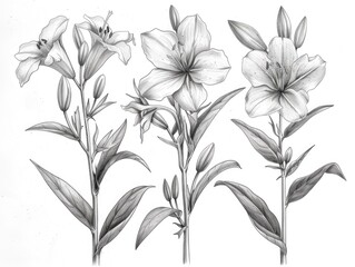 Poster - Elegant and Detailed Monochrome Botanical Line Art Showcasing a Variety of Exquisite Floral Designs Including Delicate Petals Graceful Stems and Lush Foliage in a Clean Minimal and Timeless Aesthetic