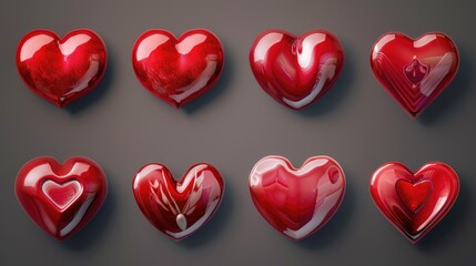 Poster - A collection of red hearts arranged on a table, ideal for romantic occasions and Valentine's Day celebrations