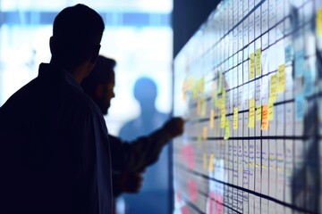 Poster - Two individuals studying and organizing ideas on sticky notes