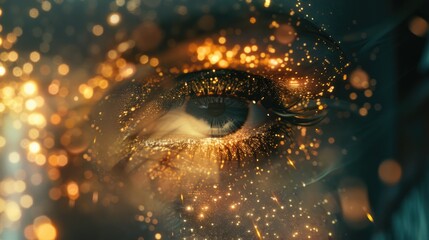 Poster - A close-up view of an eye with glitter applied