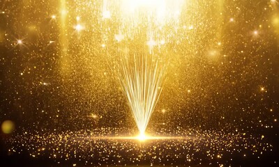 experience a dazzling display of gold lights and sparkling particles during a luxurious award ceremo