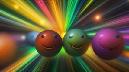Wall Mural - Abstract multicolored background with smiling balls