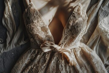 Poster - A detailed view of a dress on a mannequin, great for fashion or textile designs