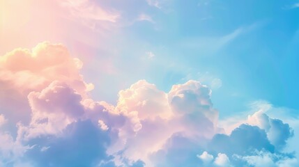 Poster - A plane flying through a cloudy blue sky