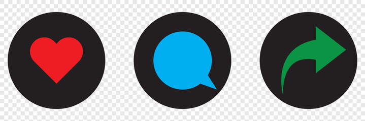 Poster - Share icon set. Sharing vector icon. share arrow icon reply send forward icons button. Like, comment, share and save icons. Social media flat icon. Vector EPS 10.