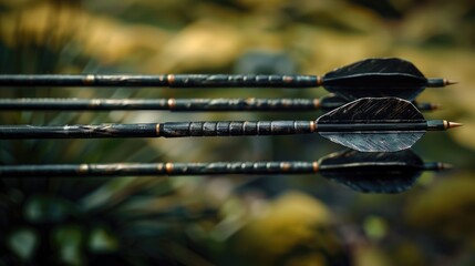 Poster - Three arrows stuck together with other arrows, suitable for use as an abstract or geometric design element