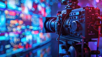 Poster - A camera on a tripod, ready to capture high-quality photos