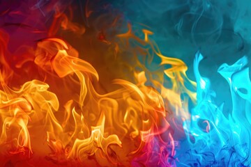 Poster - A close-up shot of a fire with various colors and textures, suitable for use in illustrations or designs