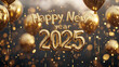 © Ton Photographer4289 - Gold Happy New Year 2025 message balloons with decoration party. symbolizes the start of the new year.