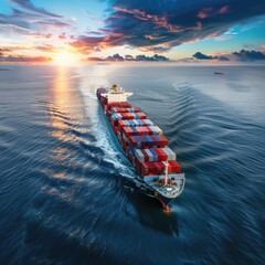 Poster - Large vessel sailing across the sea or lake