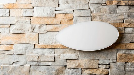 Wall Mural - White Oval Shape on Stone Wall.