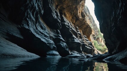 Sticker - narrow crevices in the deep cave background backdrop