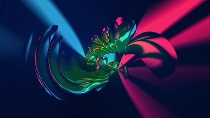 Wall Mural - Abstract glossy object with rotating blue and violet light. Simple loop able backdrop animation