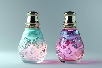 Poster - Two perfume bottles placed side by side on a surface, often used in still life photography or product displays