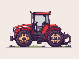 Wall Mural - Tractor on the field. Vector illustration in a flat style