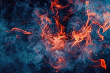 Aufkleber - A close-up view of crackling flames on a black background, perfect for use in scenes related to fire, heat, or warmth