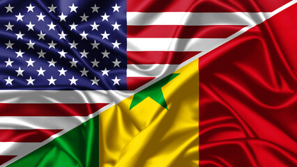 United waving flag of USA and Senegal