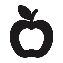 Wall Mural - black and white silhouette of an apple with a leaf. vector illustration
