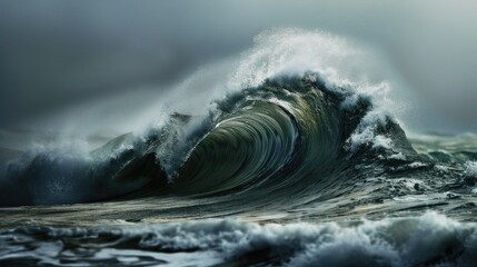 Poster - Large ocean wave breaking on calm sea surface