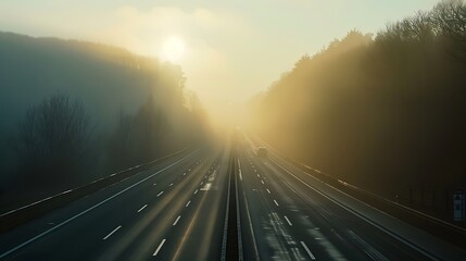 Wall Mural - Two way motorway at mountain