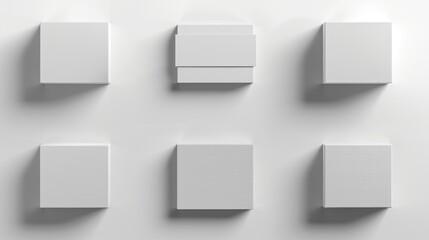 Poster - Six white containers stacked on a wall, ideal for storage or organization