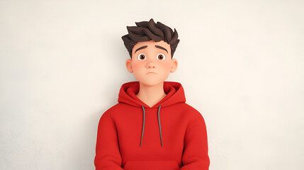 Wall Mural - Cute Cartoon Boy in Red Hoodie for Social Media and Website Design