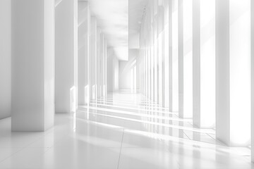 Sticker - A long corridor with white walls and flooring