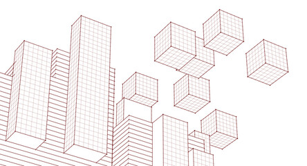 Poster - city ​​abstract modular architecture 3d rendering	
