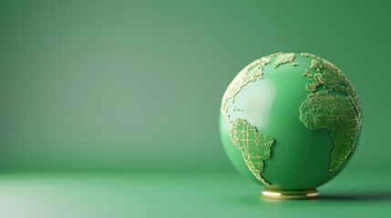 Poster - a conceptual image of a green globe with a minimalist and modern design, symbolizing environmental c