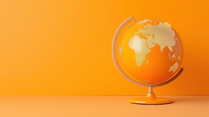 Poster - a sleek and modern orange globe, set against a minimalist backdrop, representing concepts of travel,