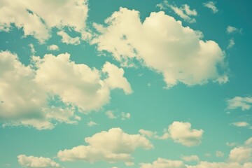 Poster - A plane soars through a cloud-filled blue sky, ideal for travel or adventure-themed projects
