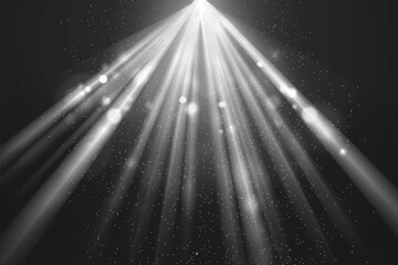 Aufkleber - A single light beam shines brightly against a dark background