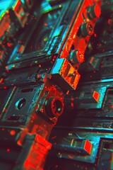 Aufkleber - A detailed view of a computer motherboard components and circuitry