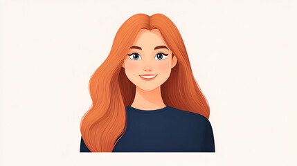 Wall Mural - Smiling Woman with Long Red Hair and Blue Eyes. A perfect illustration for your website, social media, or blog post.