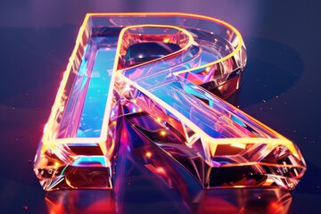 Poster - A single letter R lit up with neon lights