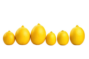 Wall Mural - A Row of Ripe Lemons, A Study in Size and Shape on a White or Clear Surface PNG Transparent Background.