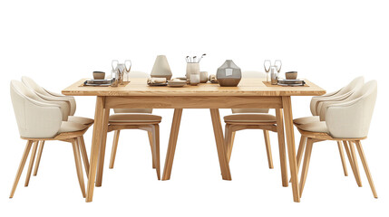 Wall Mural - Scandinavian style modern wooden dining  table
