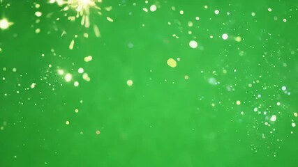 Poster - Colorful glitter particles dance across a vibrant green backdrop, adding a festive touch to the atmosphere.